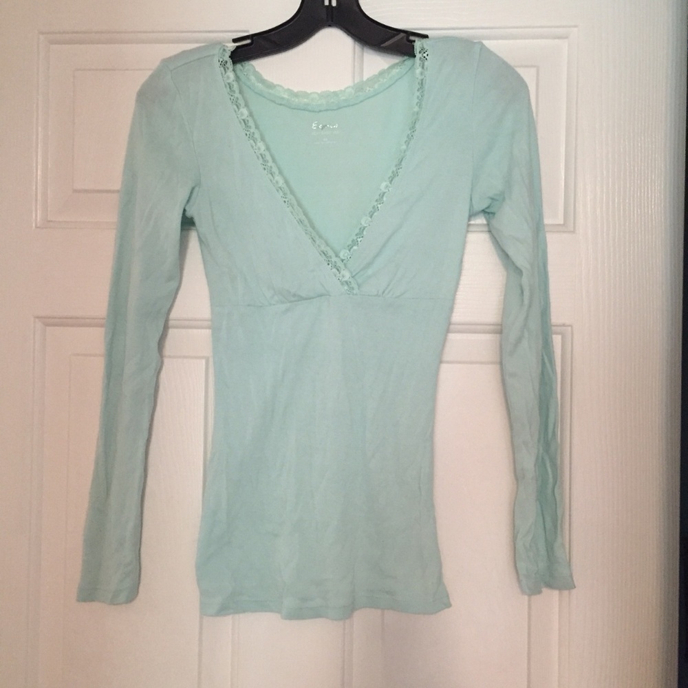 Express Sexy Basic Vee- Aqua- XS